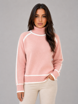 Women's Contrast-Trim Roll Neck Jumper
